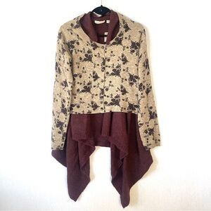 Anthropologie Sleeping On Snow Cozy Floral Layered Cardigan